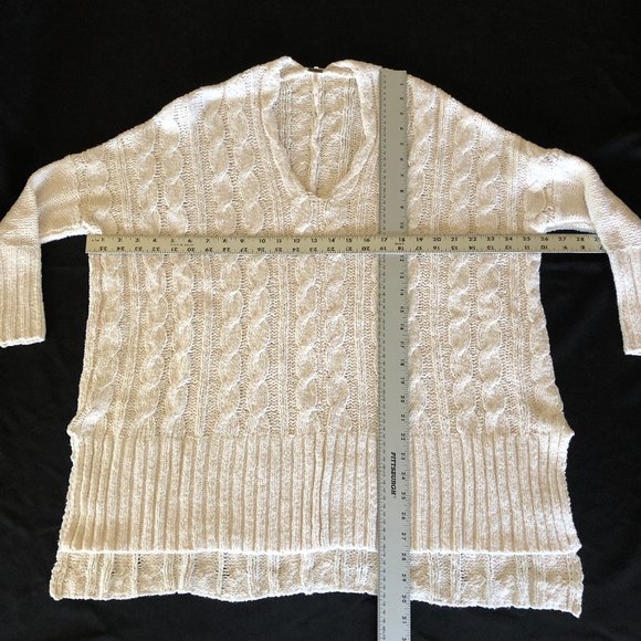 Free People Easy Cable V Neck Sweater Sz XS - Picture 7 of 11